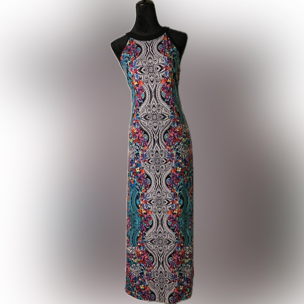 NICOLE by Nicole Miller multi colored maxi length sleeveless dress size M
